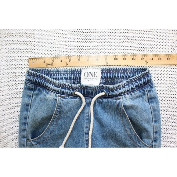 One by One Teaspoon Denim Jogger Pants Size XS Elastic Waist Jeans Cotton Y2K - Picture 2 of 10